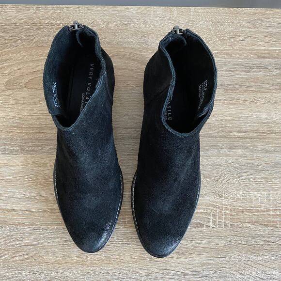 Very Volatile LA Suede Leather Ankle Boots Aldworth Booties Back Zip Black 6 - Picture 2 of 8